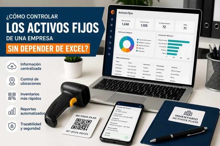 Control de activos fijos mediante Excel mostrando inventario patrimonial, registro de bienes y comparación con un software de gestión patrimonial.