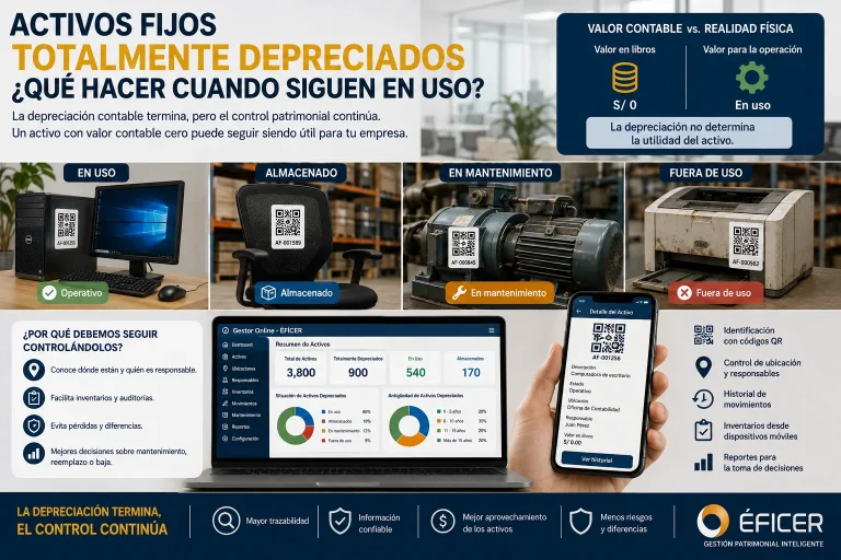 Activos fijos totalmente depreciados que continúan en uso y son controlados mediante un sistema de gestión patrimonial.